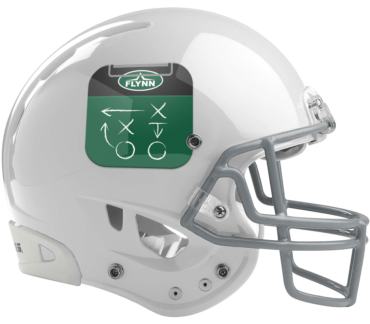 a football helmet with the coaching app icon on the side
